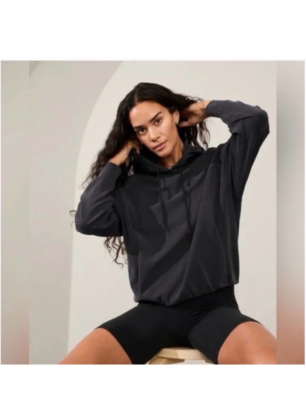 Athleta Sea Soft Bubble Hem-black-Hoodie